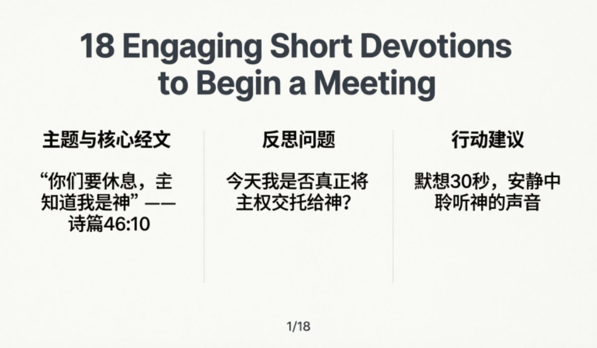 Short Devotions to Begin a Meeting